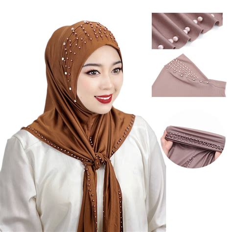 Hijab Women Pull On Scarf Wrap Shawl Muslim Turban Instant Amira