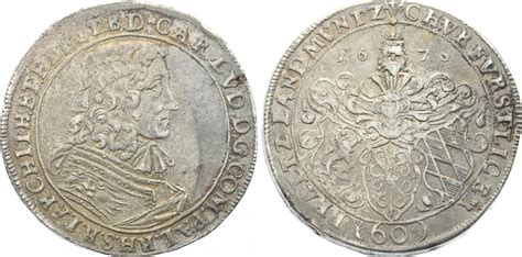 Pfalz Kurlinie Gulden 1676 Karl Ludwig 1648 1680 Schöne Patina winz