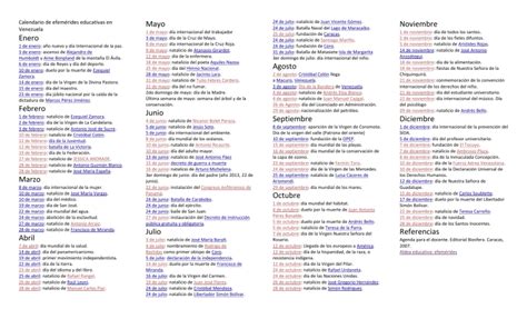 Calendario de efemérides educativas en Venezuela