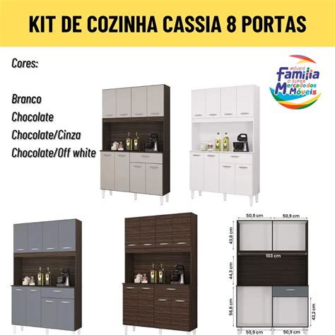 Kit de cozinha 8 portas 1 gaveta Cassia Móveis Família