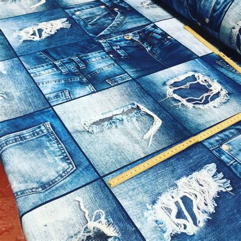 Digi Denim Jeans Effect Fabric For Furnishing Curtains Backdrop