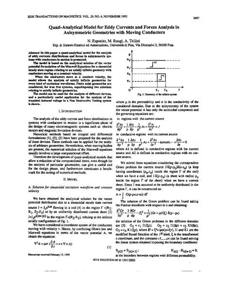 Pdf Quasi Analytical Model For Eddy Currents And Forces Analysis In