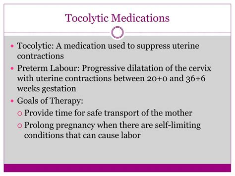 Ppt Review Of Medications Used In Preterm Labour Powerpoint