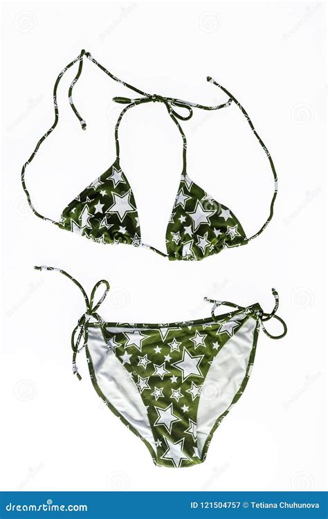 Multi Colored Beach Bikini With Fashionable Pattern In Stars Iso Stock