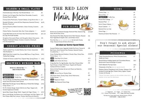 Our Menu – The Red Lion