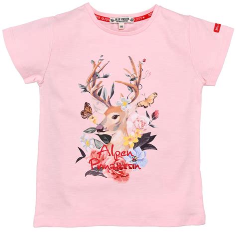 Bondi M Dchen T Shirt Alpengl Ck Mit Hirschprint Rosa