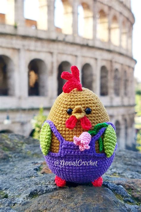 Pdf Crochet Pattern Easter Rooster In Overalls Funny Egg Etsy In 2023