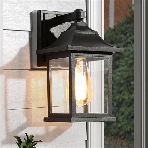 Lnc Modern Classic Black Wall Lantern Sconce With Clear Glass Shade