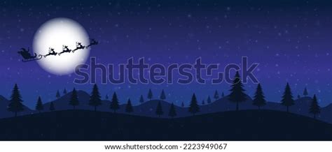 Santa Flying Through Night Sky Under Stock Vector Royalty Free