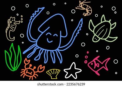 Sea Drawings Kids Cartoon Illustration Stock Illustration 2235676239 ...