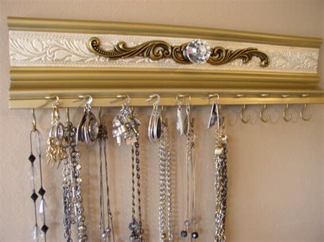 Gold Jewelry Organizer Wall Hanger W Embossed Champagne 11