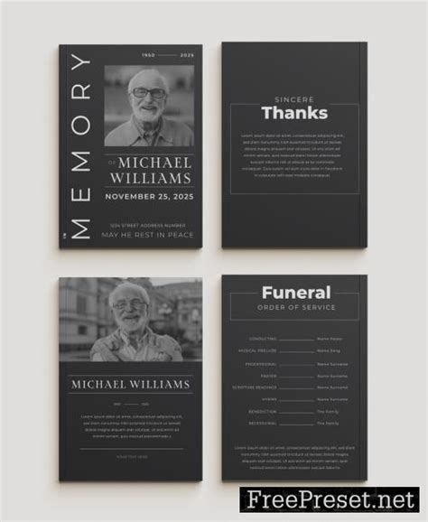 Funeral Poster Layout with Modern Design 2286416