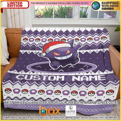 HOT Pokemon Gengar Santa Hat Custom Luxury Blanket Express Your Unique Style With BoxBoxShirt