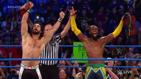 Smackdown Live Kofi Kingston And Seth Rollins Defeats Sami Zayn And Kevin