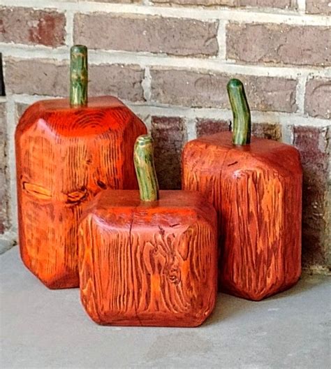 Wooden Pumpkins Reclaimed 6x8 Timber Halloween Porch Decor Rustic Fall Timber Pumpkins Fall