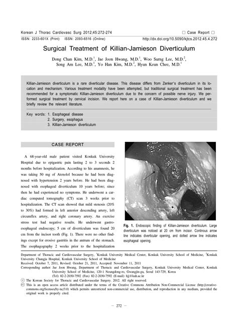 (PDF) Surgical Treatment of Killian-Jamieson Diverticulum