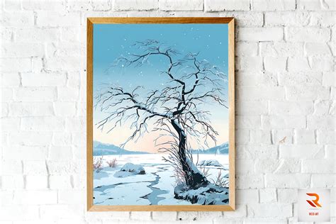 Beautiful Winter Landscape Wall Art Graphic by Ricco Art · Creative Fabrica