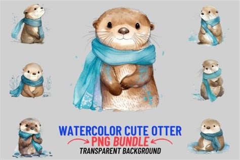 Watercolor Cute Otter Png Clipart Graphic By Digitalcreativeden