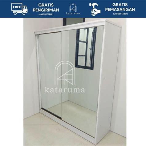 Jual Lemari Sliding Door Pintu Full Cermin Frameless Shopee Indonesia