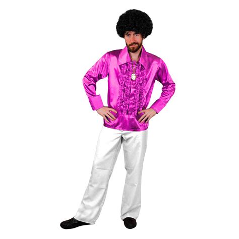 MENS 1970 S DISCO RUFFLE SHIRTS FLARES ADULTS FANCY DRESS COSTUME 70S