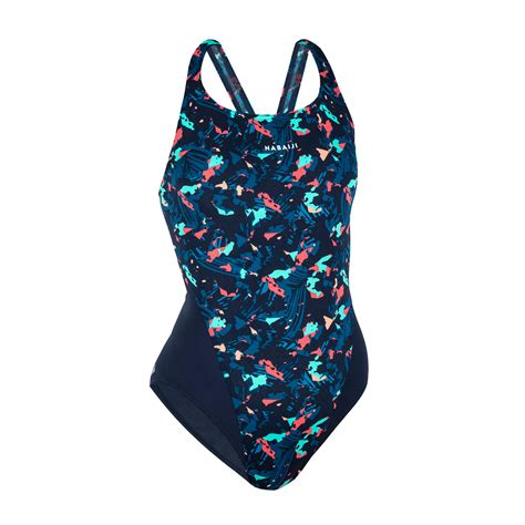 Womens One Piece Swimsuit Kamiye Form Blue Nabaiji Decathlon