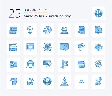 Naked Politics And Fintech Industry 25 Paquete De Iconos De Color Azul