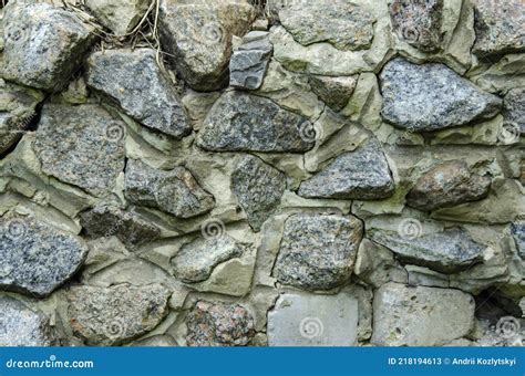 Muro De Pedra Calcária De Grandes Pedras Granitas Uma Parede De Pedras