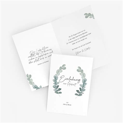 Eukalyptus Pocketfold Hochzeitseinladung Hej Fair