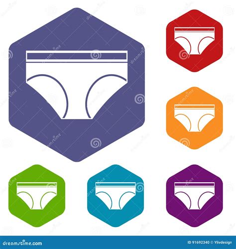 Woman Underwear Panties Icons Set Hexagon Stock Vector Illustration