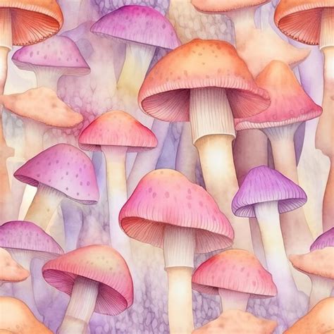 Premium Ai Image A Watercolor Illustration Of A Purple Mushrooms With