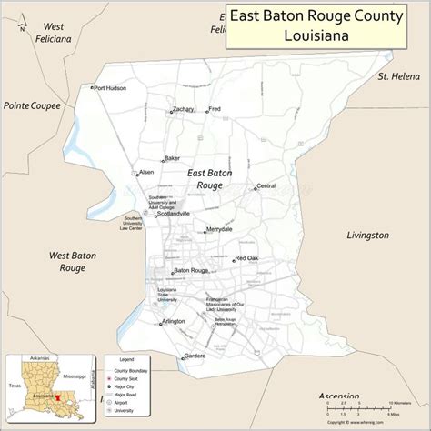 Map Of East Baton Rouge Parish Louisiana Showing Cities Highways