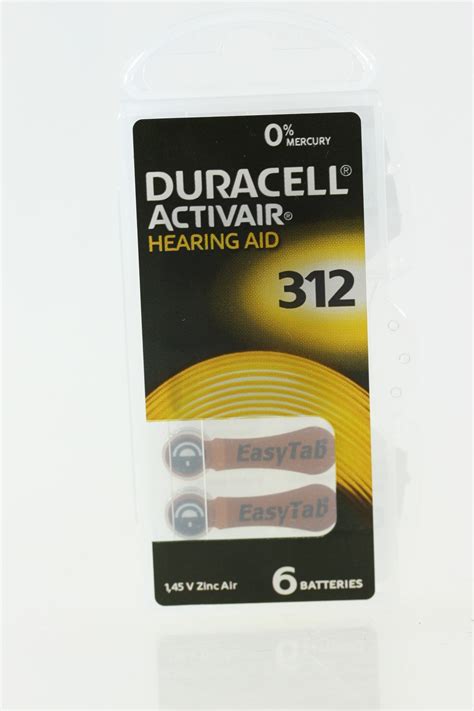 6X 1 45V Duracell 312 Activair Hearing AID Zinc Air Blister Hörgeräte