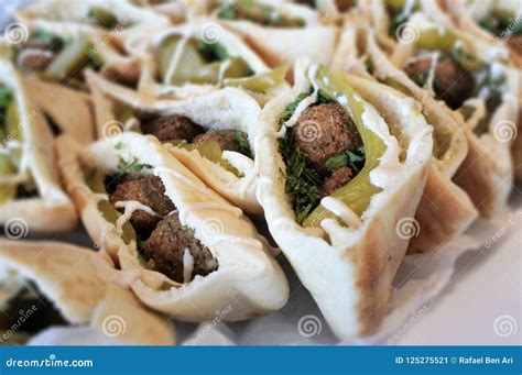 Falafel in Pita Bread Served on a Party Table Stock Image - Image of ...