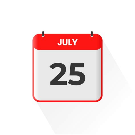 25th July calendar icon. July 25 calendar Date Month icon vector ...