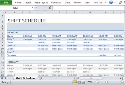 Employee Shift Schedule Template for Excel