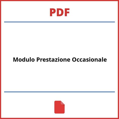 Modulo Prestazione Occasionale Pdf