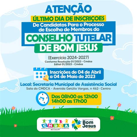 Inscrições para membros do Conselho Tutelar de Bom Jesus encerram hoje