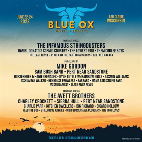 1 Day Saturday Tix Sold Out Blue Ox Music Festival