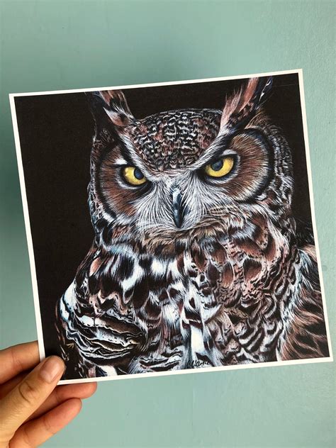 Great Horned Owl Art Print Animal Art Wildlife Art Wildlife Owl Art