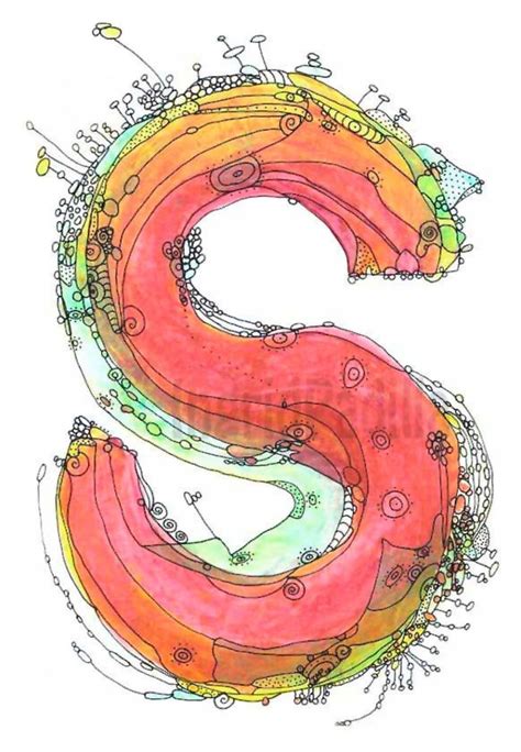 Whimsical Letter S Funky Art Print It S A Beauty X