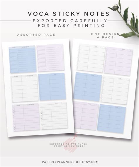 Voca Printable Sticky Notes Paperly Planners This Sticky Notes