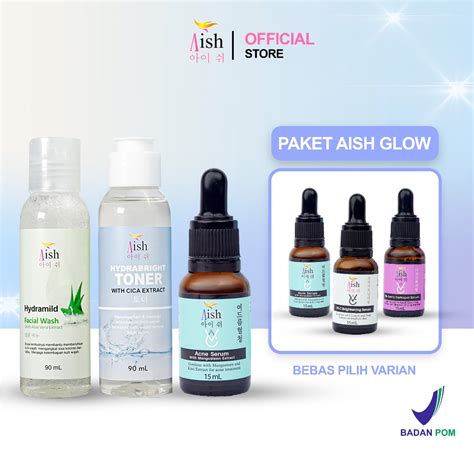 Jual Aish Glow Package Paket Skincare Facial Wash Serum Toner Acne