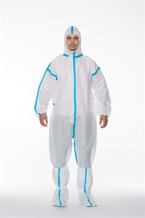 Disposable Safety SMS Taped Seam Protection Coverall With Zippers