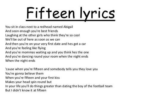 Fifteen- Taylor Swift