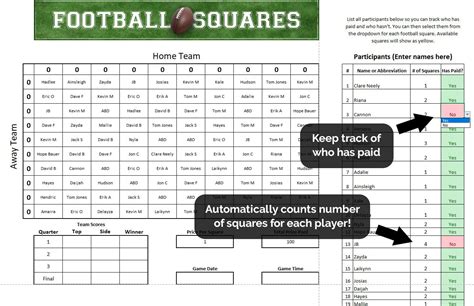 Football Squares Excel Template unlimited Games Football Pool Excel ...