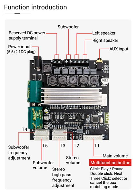 Wuzhi Audio ZK TB22P 2 1 Channel Amplifier TWS Bluetooth Power