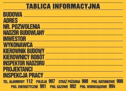 Tablica Informacyjna Budowlana X Cm Ma A Cena Opinie