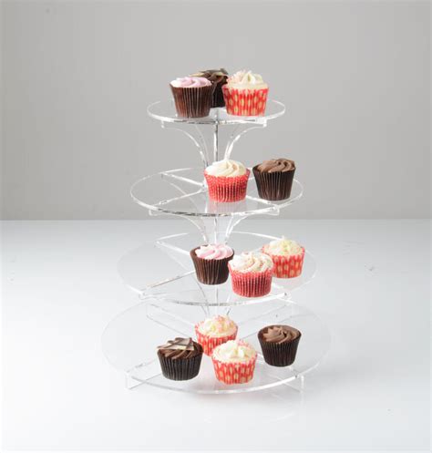 4 Tier Clear Acrylic Cupcake Stand Round Plates