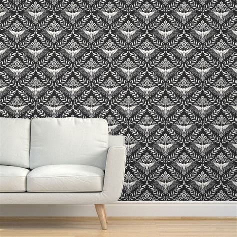 Black Damask Wallpaper In Bedroom