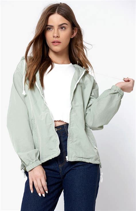 Womens New Arrivals Green Windbreaker Mint Green Jacket Green